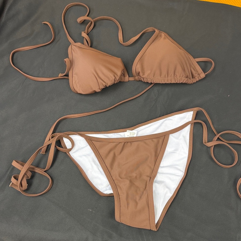 Brown Triangle Bikini Set size small